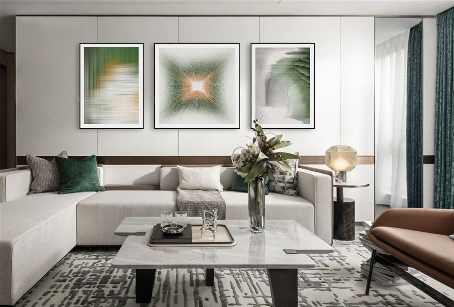 Karya Seni Cetakan Tekstur Kulit Moden - Pancaran Jed