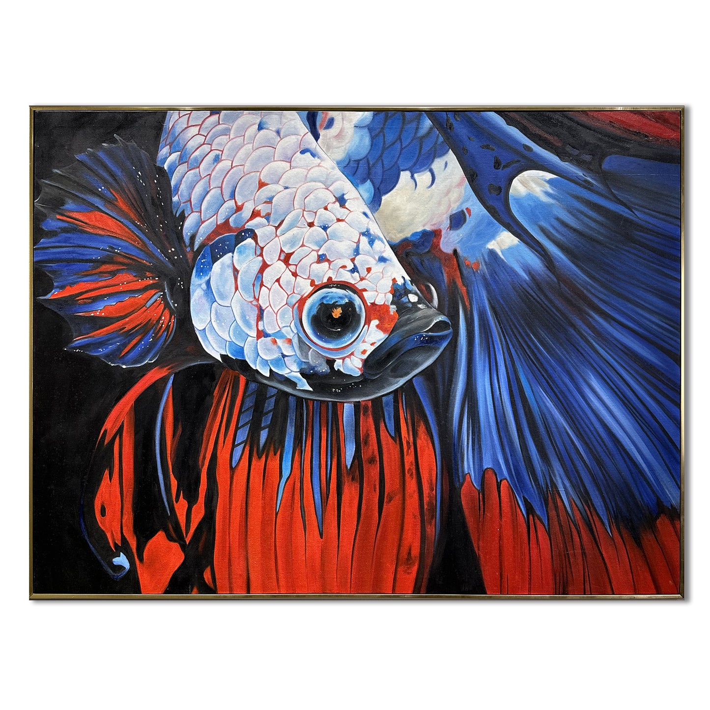 Framed Modern Oil Painting - "Betta: The Fighter Within"
