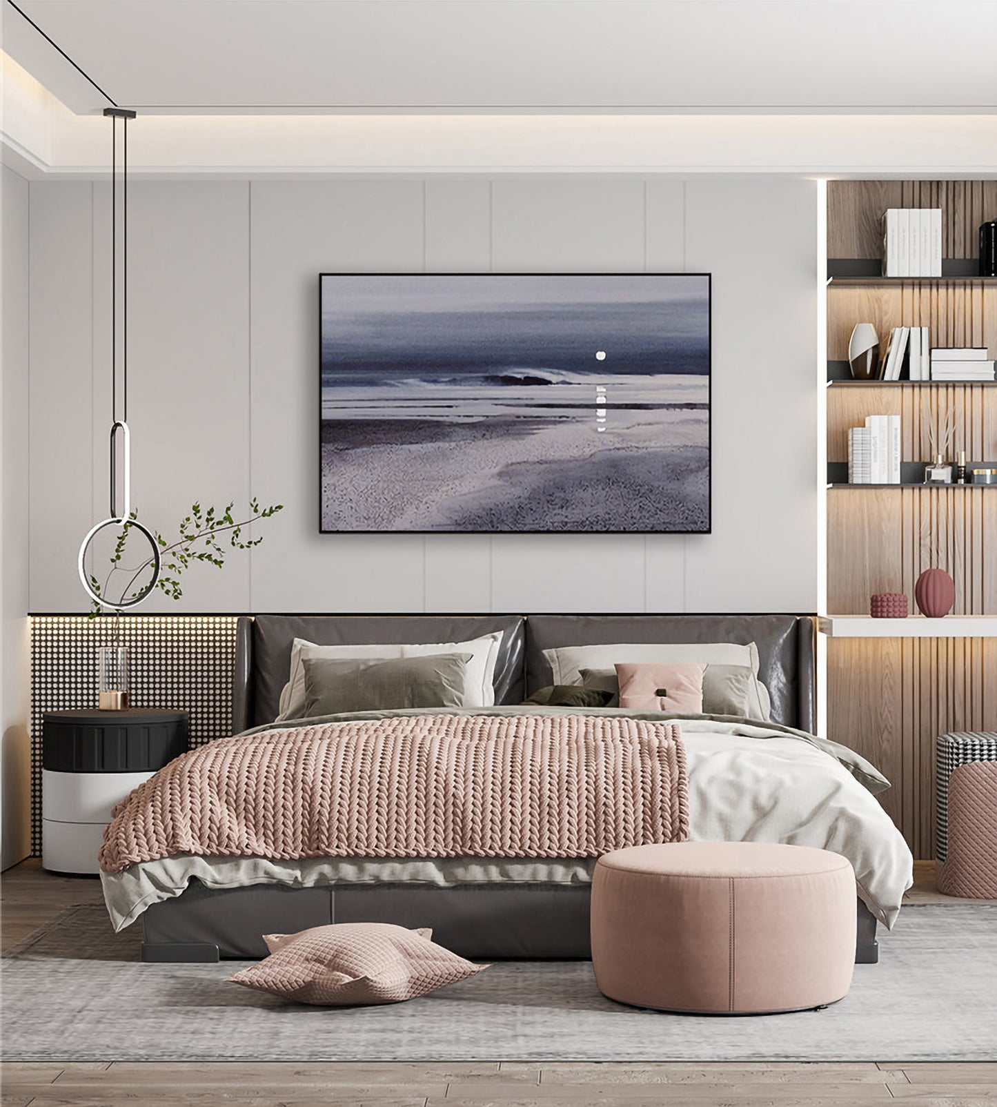 Lukisan Minyak Artistik - Bulan Dan Pantai