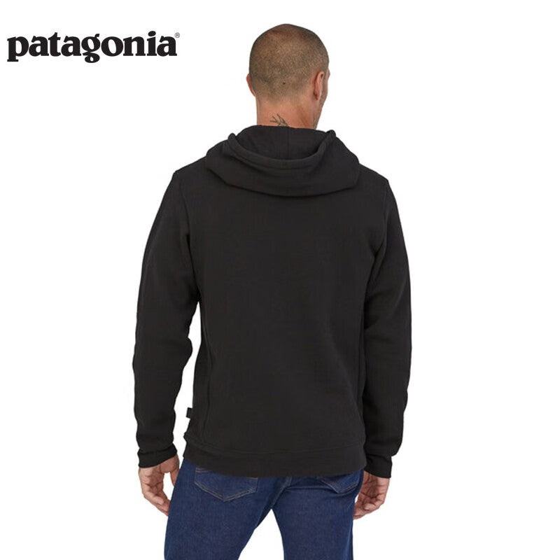 Patagonia Men & Women's Couple's Blended Cotton Fleece Padded Pullover Hoodie Sweatshirt P-6 LOGO 39622 BLK M