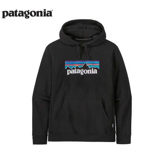 Patagonia Men & Women's Couple's Blended Cotton Fleece Padded Pullover Hoodie Sweatshirt P-6 LOGO 39622 BLK M