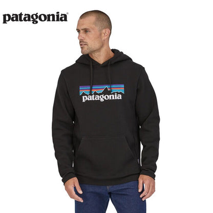 Patagonia Men & Women's Couple's Blended Cotton Fleece Padded Pullover Hoodie Sweatshirt P-6 LOGO 39622 BLK M