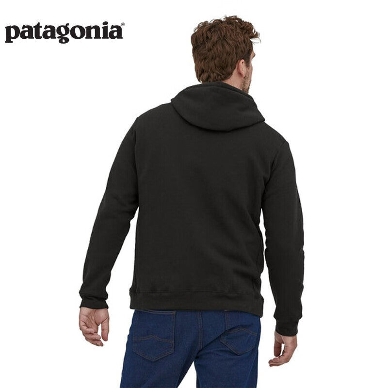 Patagonia Men & Women's Couple's Blended Cotton Fleece Padded Pullover Hoodie Sweatshirt P-6 LOGO 39622 BLK M