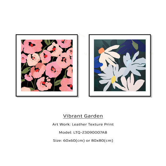 Abstract Leather Texture Printing Wall Art - Vibrant Garden