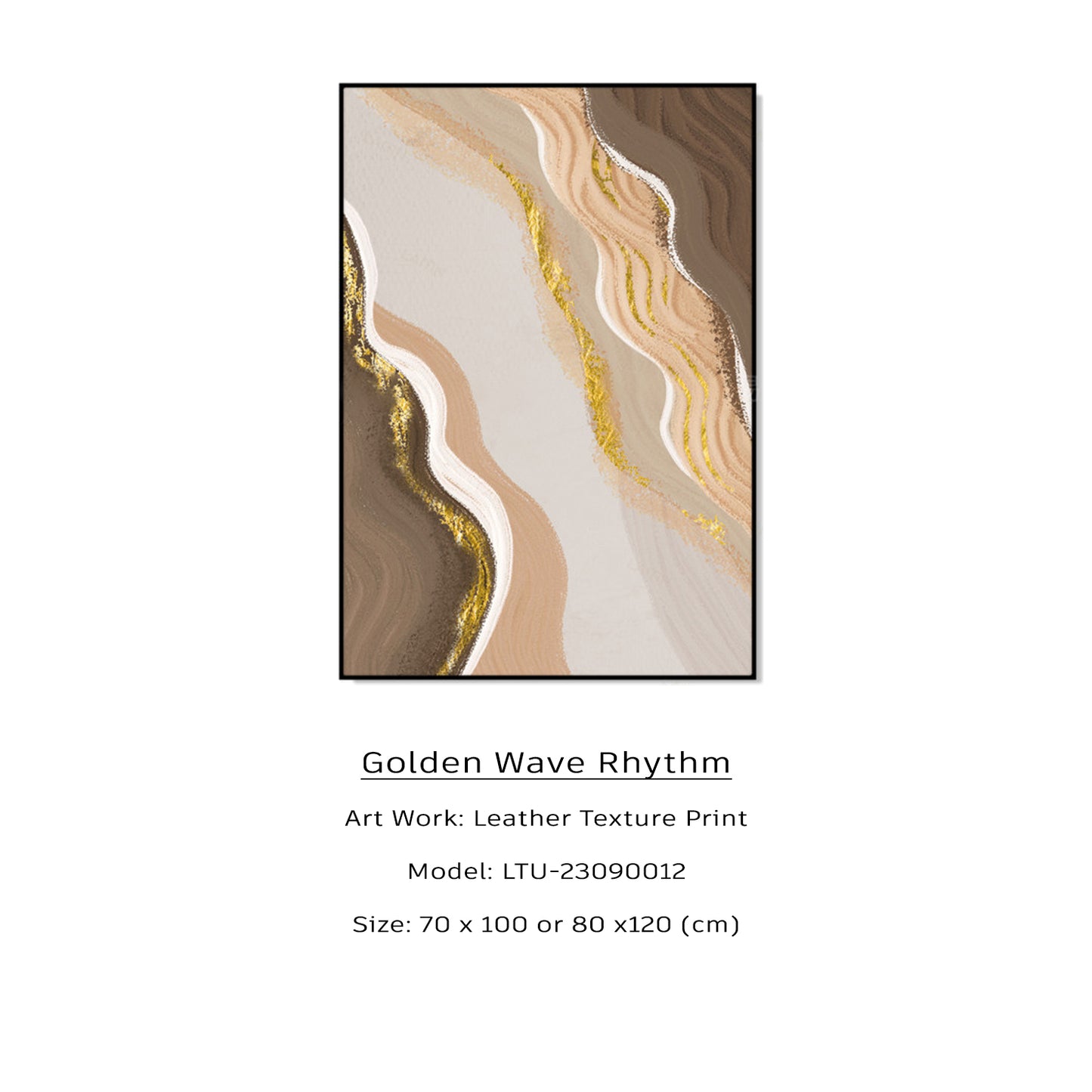 Modern Leather Texture Print Art Work - Golden Wave Rhythm