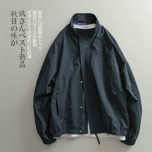 Japanese minimalist cityboy retro workwear style coach jacket men