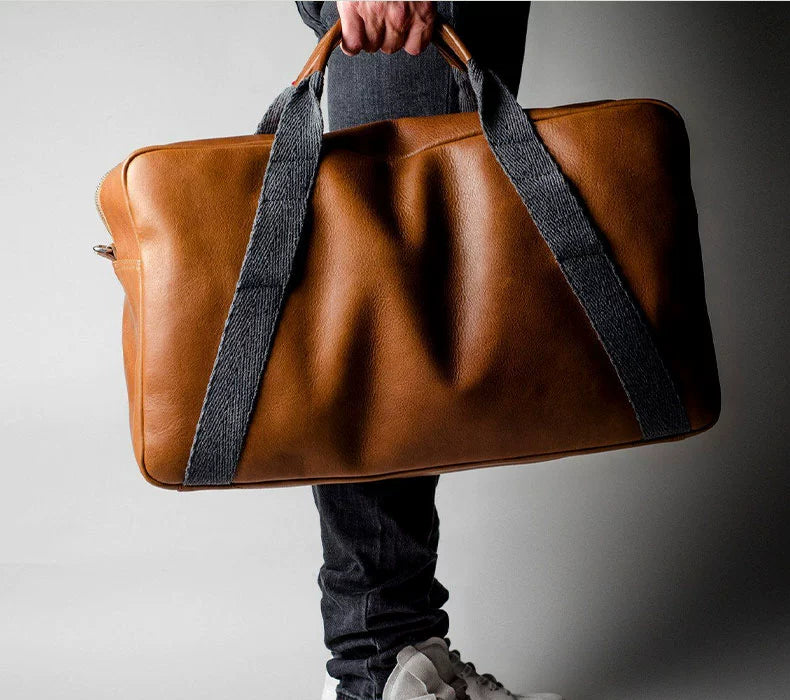 Gikani English Vintage Hardgraft Travel Bag Men's Business Trip Handbag Trendy Leather Travel Bag