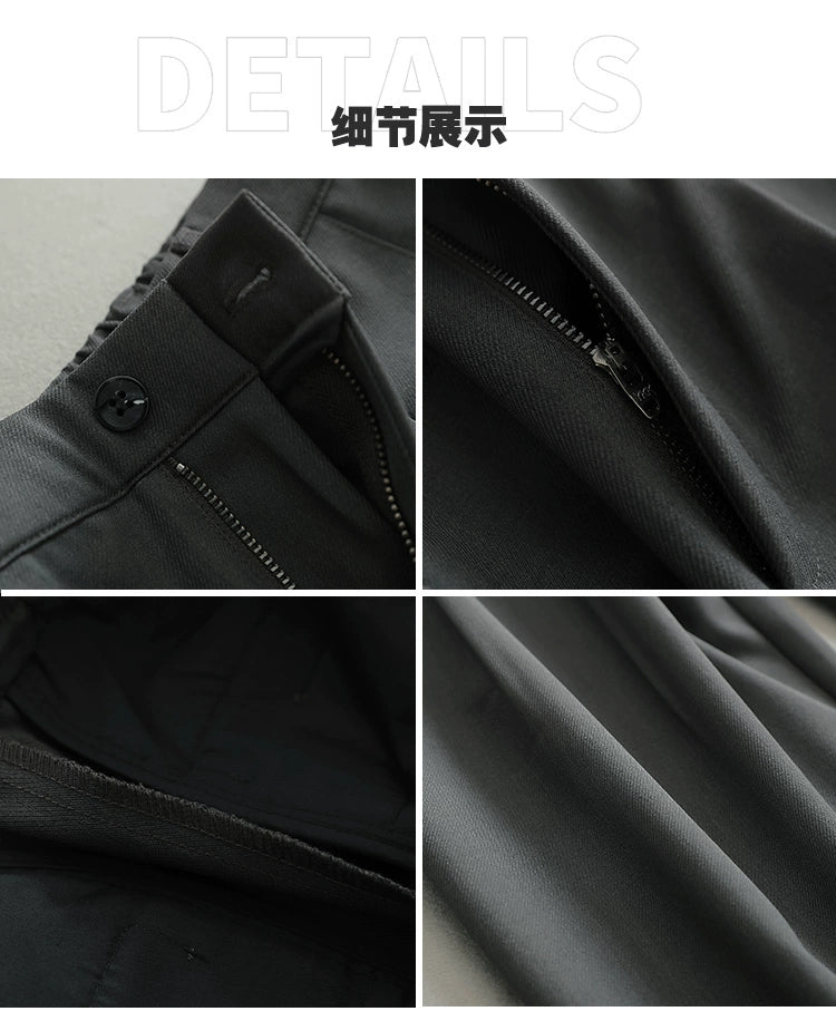 [See Chuan] autumn Japanese commuter cleanfit wide version minimalist twill anti-wrinkle casual trousers men