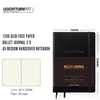 LEUCHTTURM1917 Germany Lighthouse Bullet Journal Bullet Note 2.0 Second Generation Thickened Edition Hand Ledger A5 Medium Open Hardcover