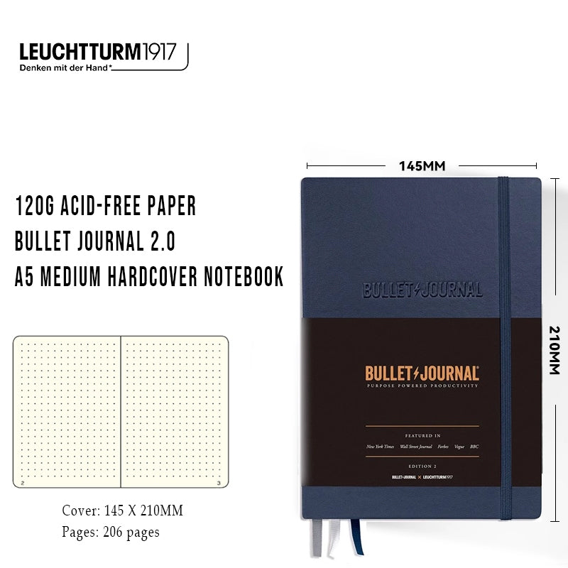 LEUCHTTURM1917 Germany Lighthouse Bullet Journal Bullet Note 2.0 Second Generation Thickened Edition Hand Ledger A5 Medium Open Hardcover