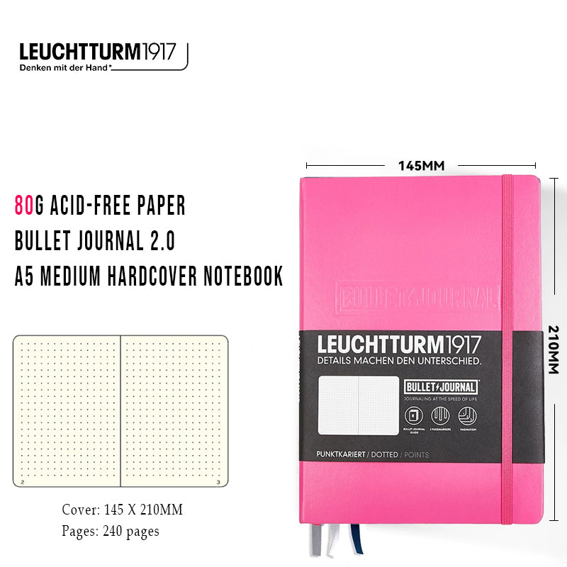 LEUCHTTURM1917 Germany Lighthouse Bullet Journal Bullet Note 2.0 Second Generation Thickened Edition Hand Ledger A5 Medium Open Hardcover