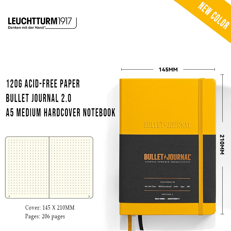 LEUCHTTURM1917 Germany Lighthouse Bullet Journal Bullet Note 2.0 Second Generation Thickened Edition Hand Ledger A5 Medium Open Hardcover