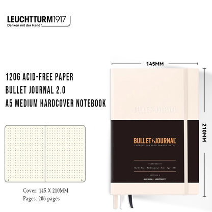 LEUCHTTURM1917 Germany Lighthouse Bullet Journal Bullet Note 2.0 Second Generation Thickened Edition Hand Ledger A5 Medium Open Hardcover