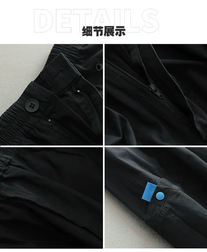 Japanese tide design loose wide leg deconstructed three-dimensional tailoring Cinched cargo pants men