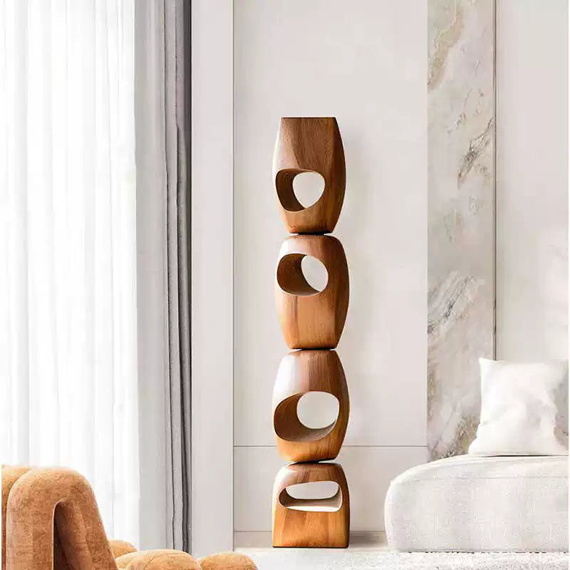 Entrance floor ornaments, model room, abstract solid wood sculpture artwork, sales office, staircase corner decoration