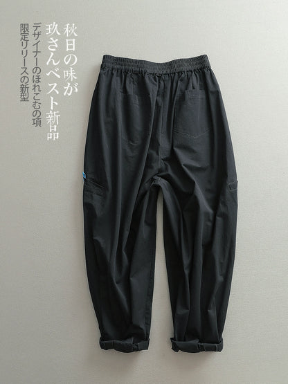 Japanese tide design loose wide leg deconstructed three-dimensional tailoring Cinched cargo pants men