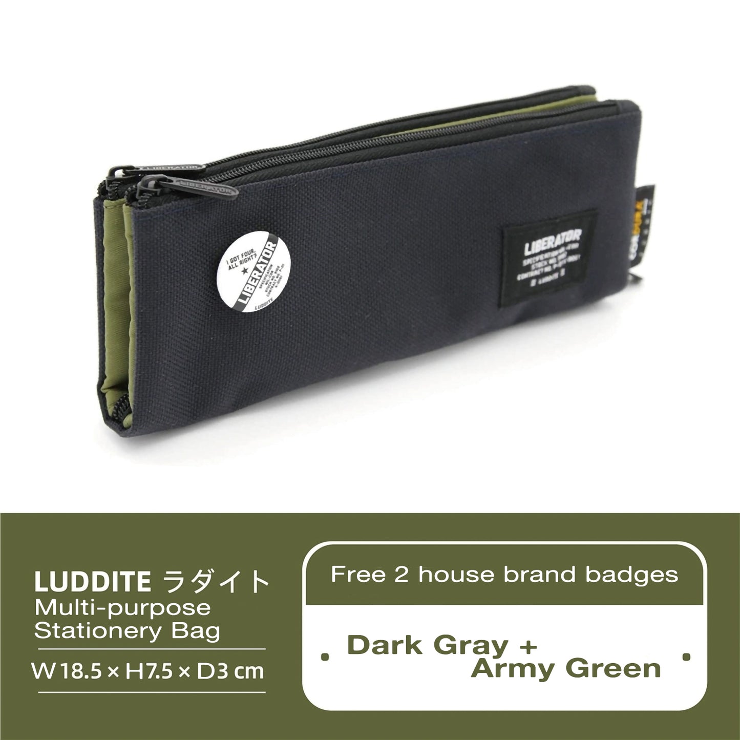 Japan Luddite pen case, CORDURA multifunctional storage bag, light and wear-resistant, double-layered multi-pocket quick drying